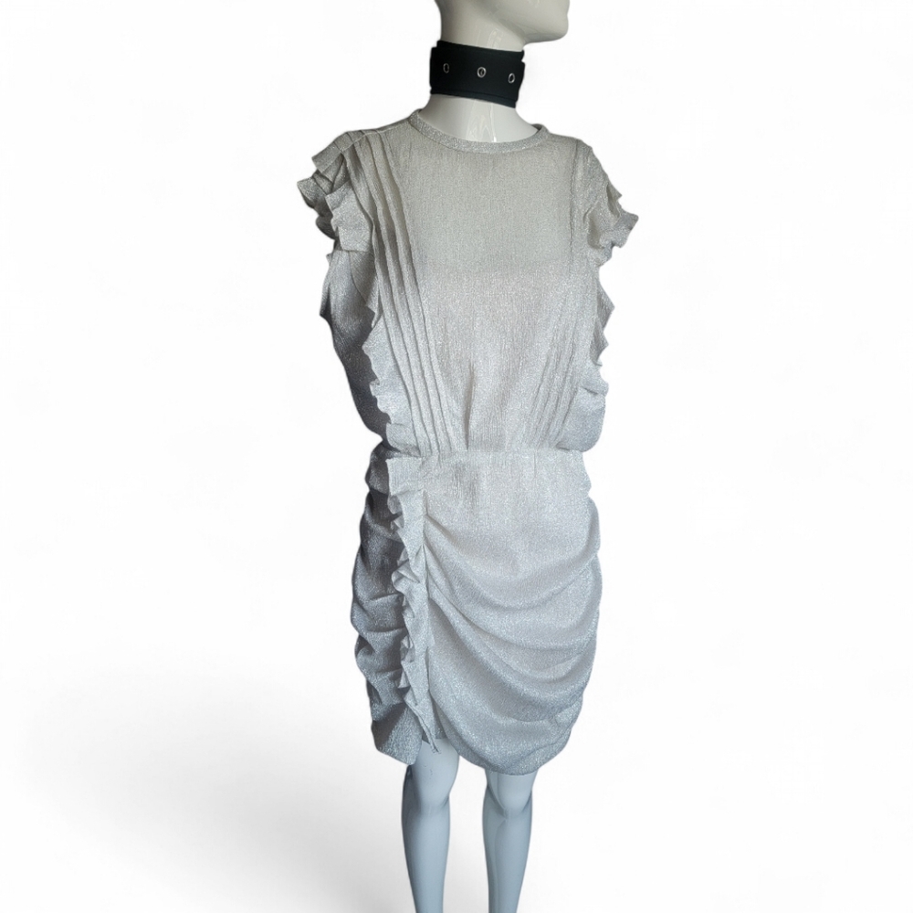 Chic Silver Ruffled Mini Dress - Picture 12 of 13